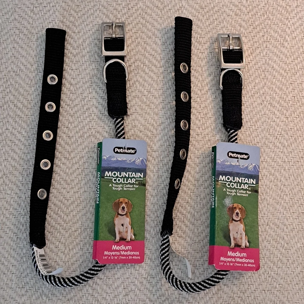 Petmate Mountain Collar, Set of 2 Dog Collars, Size Medium.